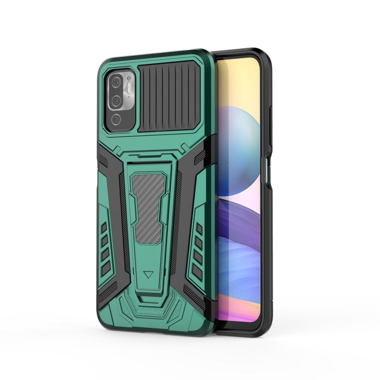 Armored shockproof phone case in green and black with textured grip, camera cutouts