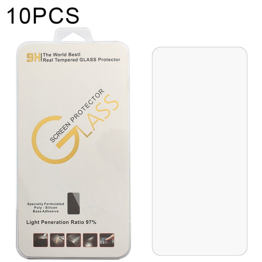 10-pack 9H 2.5D tempered glass screen protector, clear rectangular film