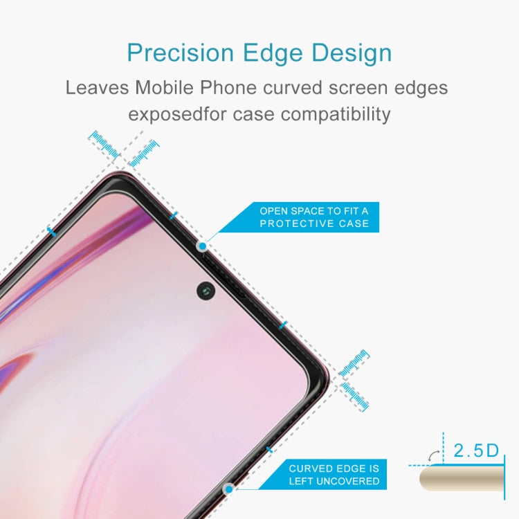 Tempered glass screen protector with 2.5D curved edges for case compatibility