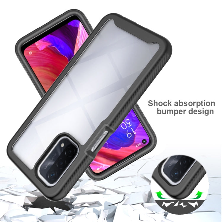 Black shock-absorbing bumper phone case with camera cutout and side button openings
