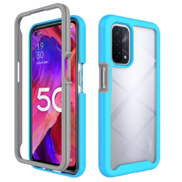 Light blue shockproof phone case with camera cutout and textured bumper