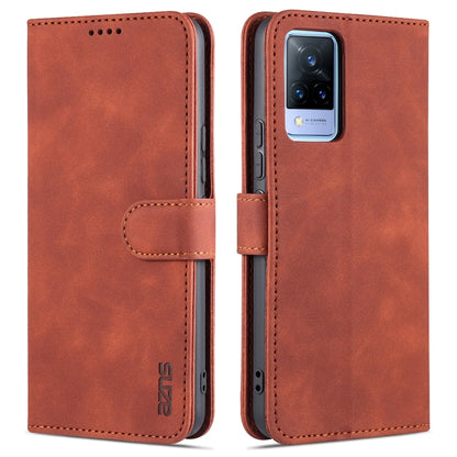 Brown leather flip wallet phone case with card holder and stitched edges