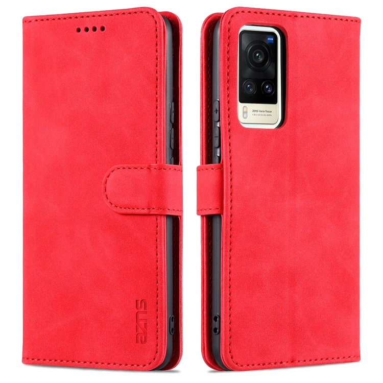 Red leather flip wallet phone case with card holder and camera window