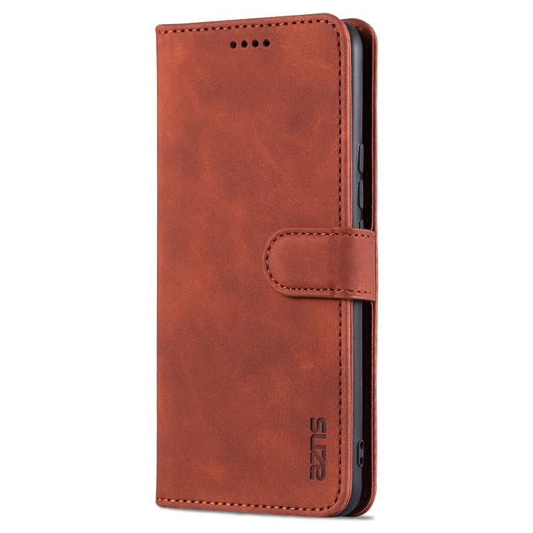 Brown flip leather phone case with card slot, holder, and stitched flap cover