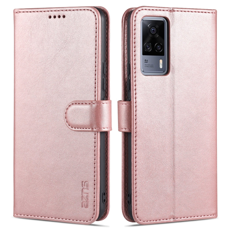 Rose leather flip phone case with card slots and holder, dual view