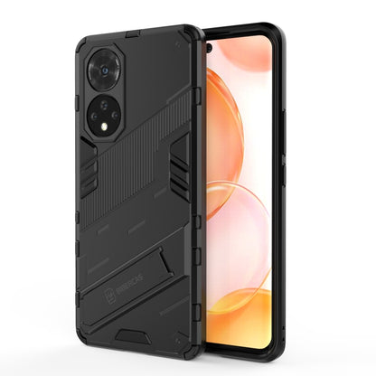 Black rugged phone case with raised camera guards and shockproof TPU edges