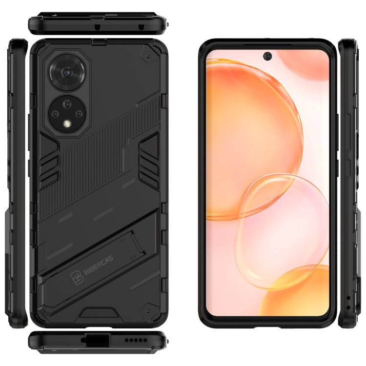 Black rugged phone case with screen-facing edge and back protection