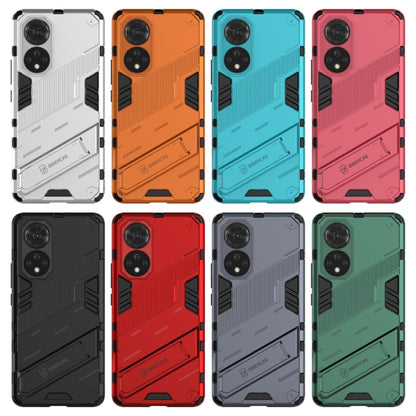 Rugged phone case color lineup: white, orange, teal, pink, black, red, gray, green