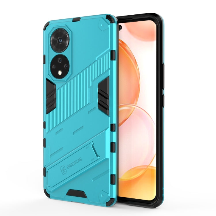 Rugged teal shockproof phone case with black bumper, camera cutouts, and grippy edges