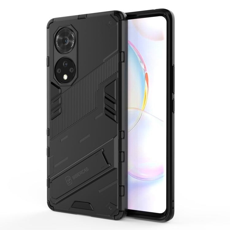 Black rugged phone case with open front border and protective back panel