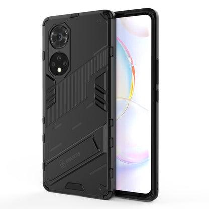 Black rugged phone case with open front border and protective back panel