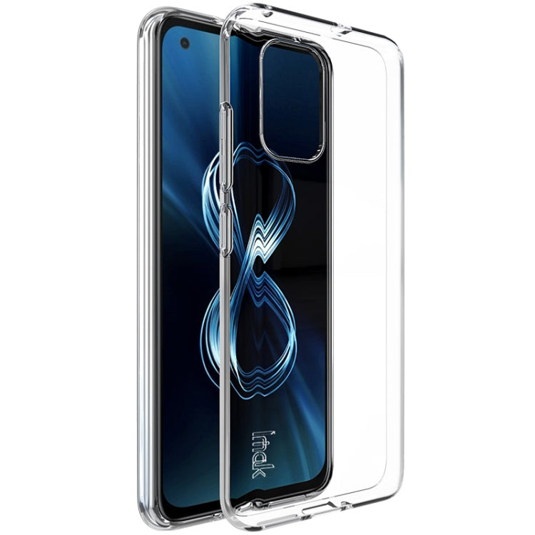 Transparent TPU phone case with camera cutout and clear shockproof bumper edges.