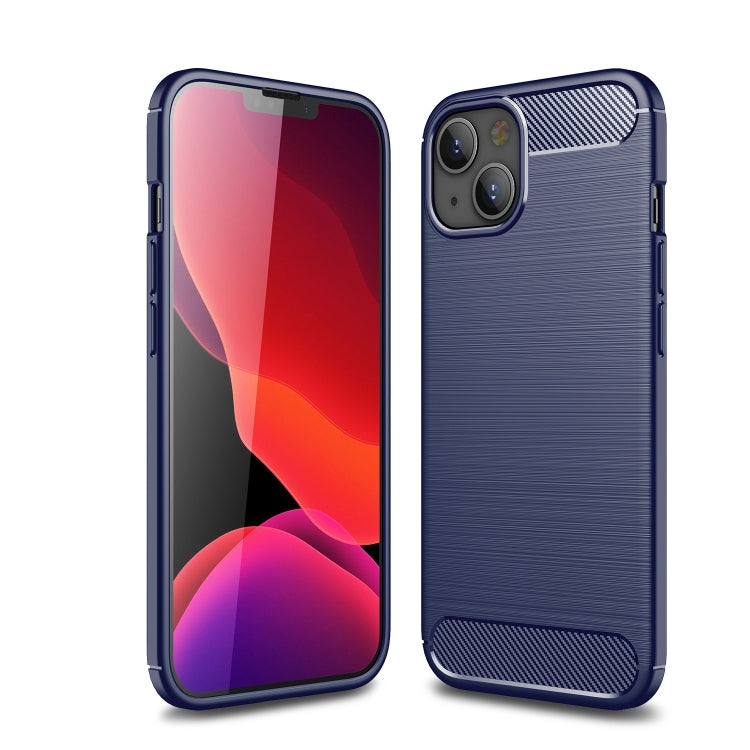 Dark blue brushed carbon fiber TPU phone case with textured back and camera cover