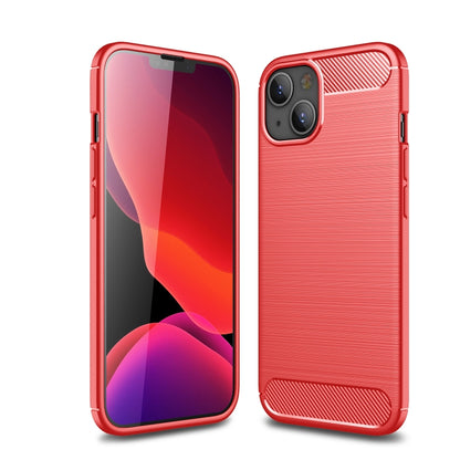 Red phone case with brushed carbon-fiber texture, raised camera and button cutouts