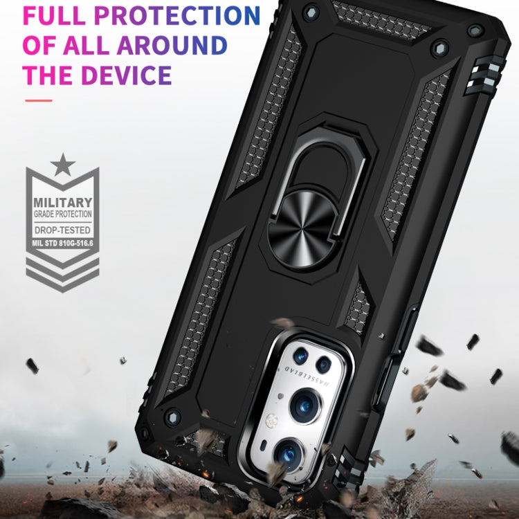 Black rugged protective phone case with ring kickstand and shock-resistant design