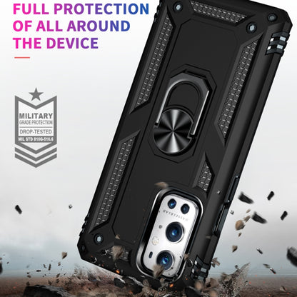 Black rugged protective phone case with ring kickstand and shock-resistant design