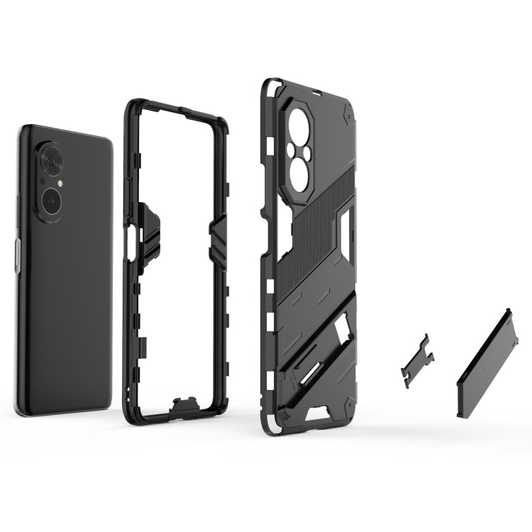 Black rugged phone case with invisible holder; open frame shows PC/TPU pieces.