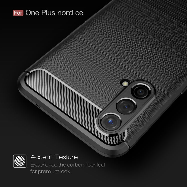 Black TPU phone case with accent carbon-fiber strip and dual camera cutouts on textured back.