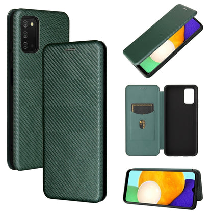 Green magnetic flip phone case with carbon-fiber texture and card slot, horizontal style