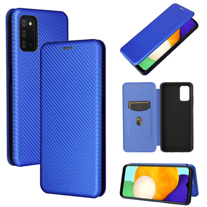 Blue magnetic flip phone case with carbon-fiber texture and card slot, horizontal style