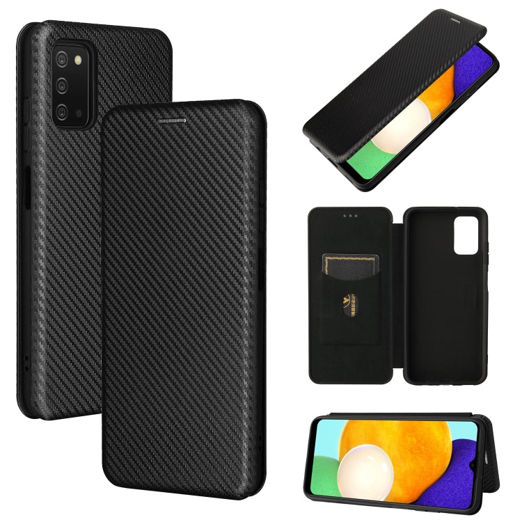 Black magnetic flip phone case with carbon-fiber texture and card slot, horizontal style