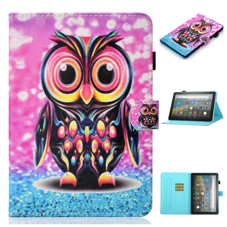 Printed owl flip leather tablet case with card slot and holder for Fire HD 10