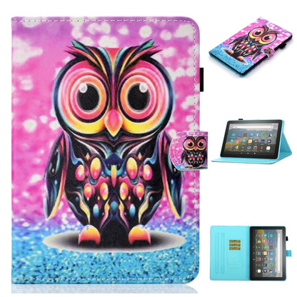 Printed owl flip leather tablet case with card slot and holder for Fire HD 10