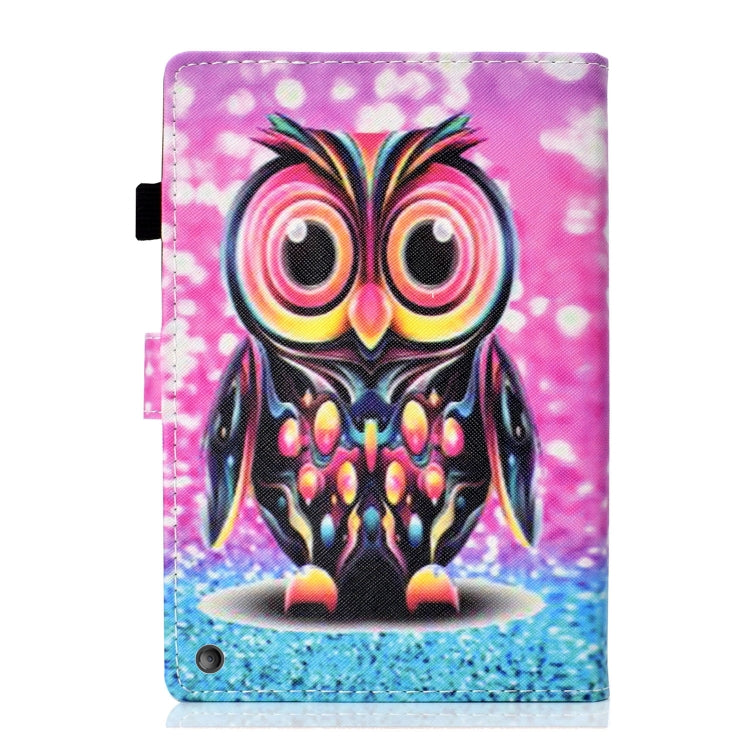 Owl printed flip leather tablet case with card slot and stand cover, Fire HD 10