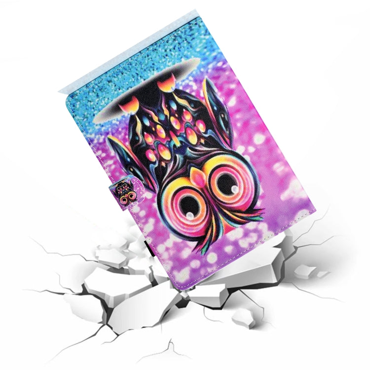 Owl motif printed flip leather tablet case with card slot for Fire HD 10, front view
