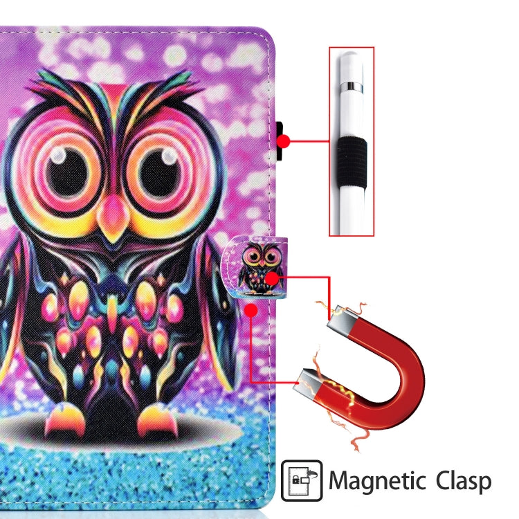Owl printed flip leather case with magnetic clasp and card slot, Fire HD 10
