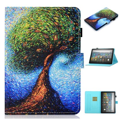 Abstract tree printed flip leather tablet case with card slot and holder for Fire HD 10