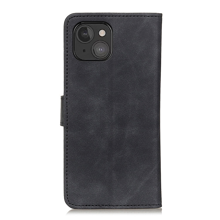 Black flip leather phone case with camera cutout and side opening for buttons