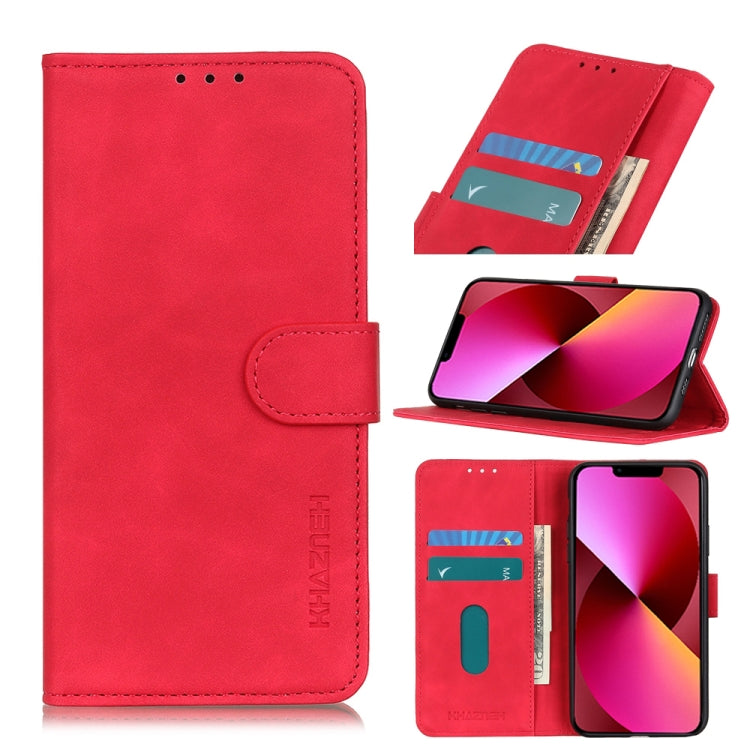 Red flip wallet phone case with card slots and phone shown with holder