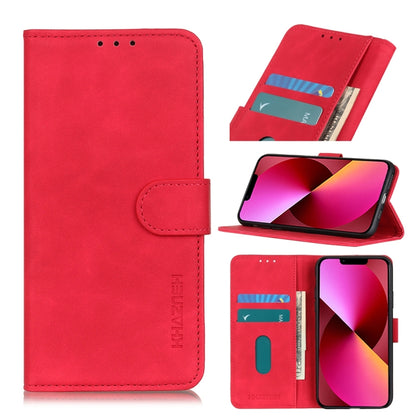 Red flip wallet phone case with card slots and phone shown with holder