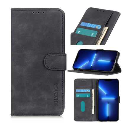 Black flip wallet case front and open card slots view with stand holder