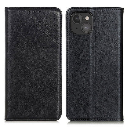 Black leather-style flip phone case with camera cutout on the back.