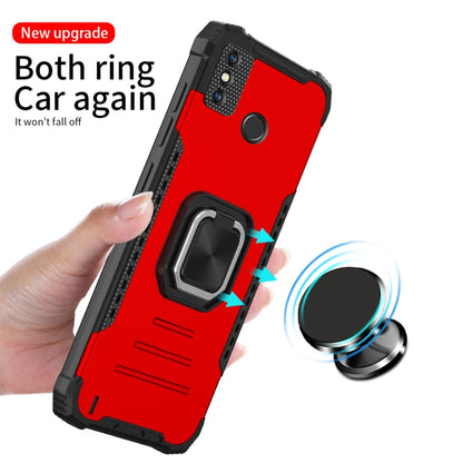 Red phone case with ring holder bracket and secure snap-on design