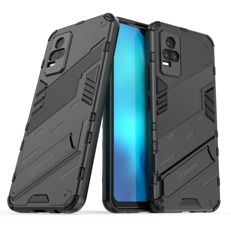 Black rugged phone case, back and front views with shockproof bumper