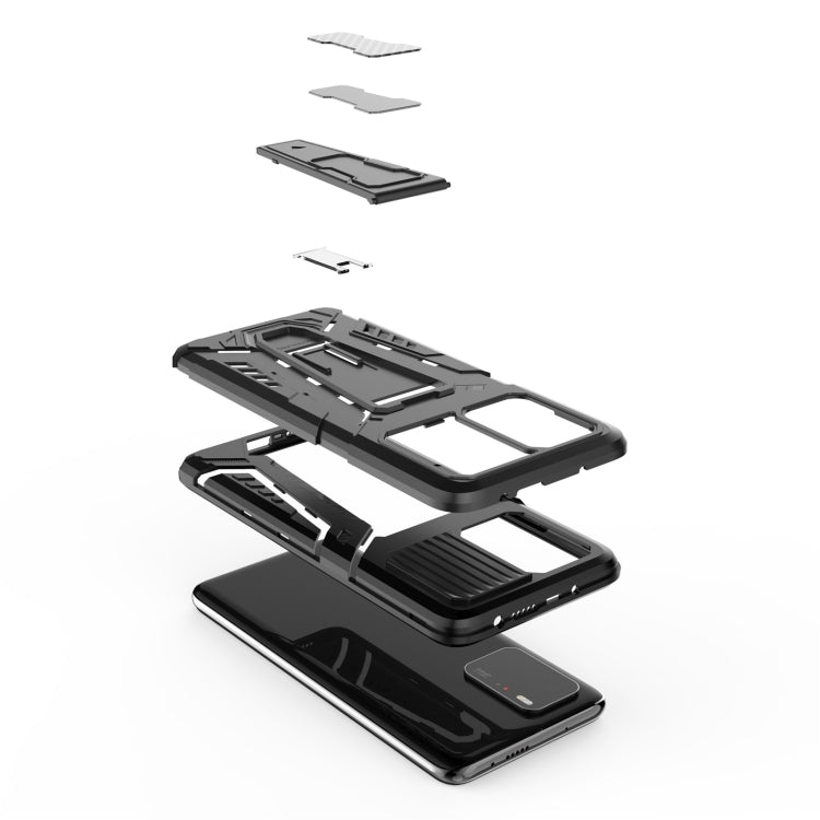 Rugged phone case protective shell and screen covers shown in separated parts