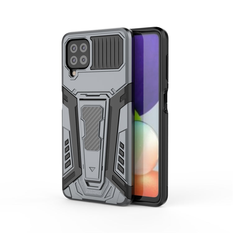 Gray rugged phone case with raised camera guard and side bumper protection