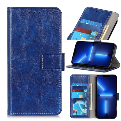 Blue flip phone wallet case with card slots; slim fold-over cover