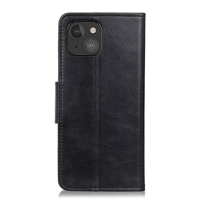 Black leather flip phone case with rear camera cutouts