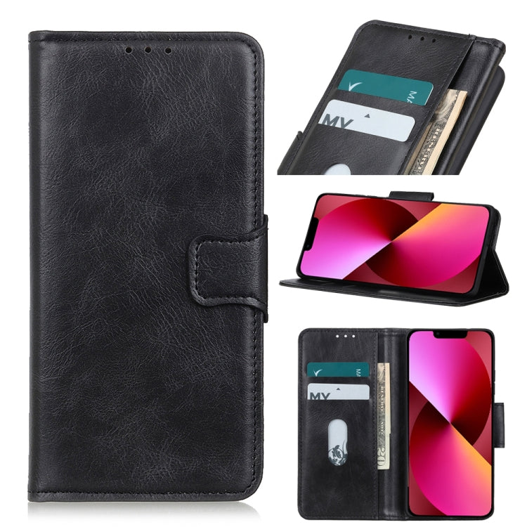 Black Crazy Horse leather flip case with card slots and wallet pocket