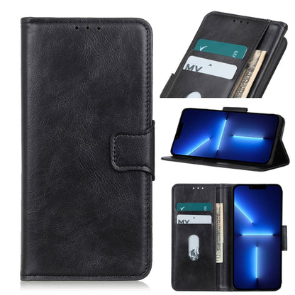 Black Crazy Horse leather flip case with card slots and kickstand