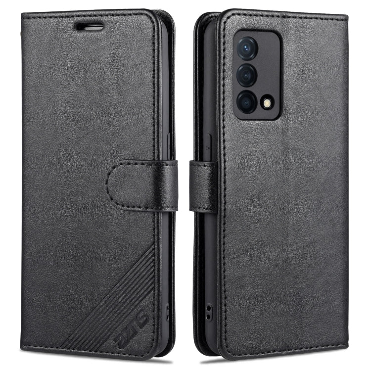 Black sheepskin-texture flip leather phone case with holder strap and camera cutout