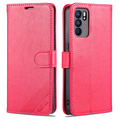 Red sheepskin-texture flip leather phone case with holder strap and visible camera area