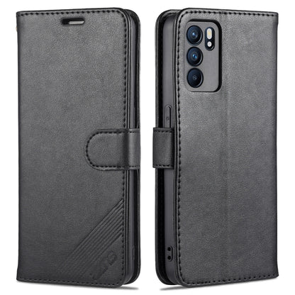 Black sheepskin-texture flip leather phone case with holder strap and visible camera area