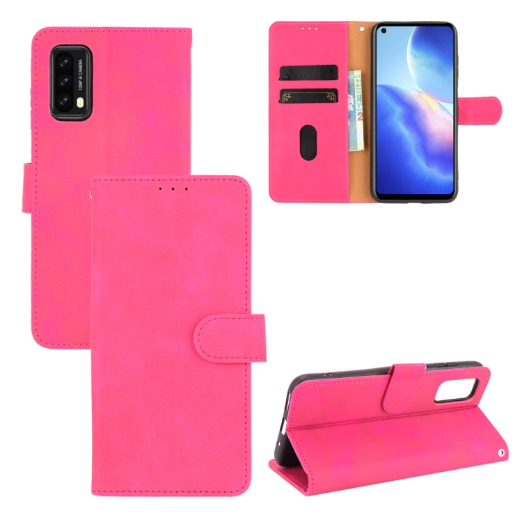 Pink PU leather flip phone case with magnetic buckle, card slots, and wallet pocket