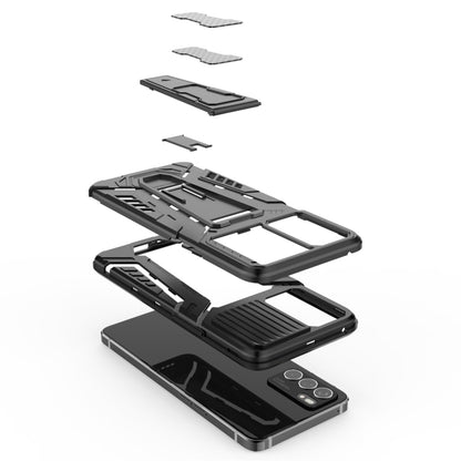 Modular rugged phone case parts: frame, back plate, and front cover with inserts