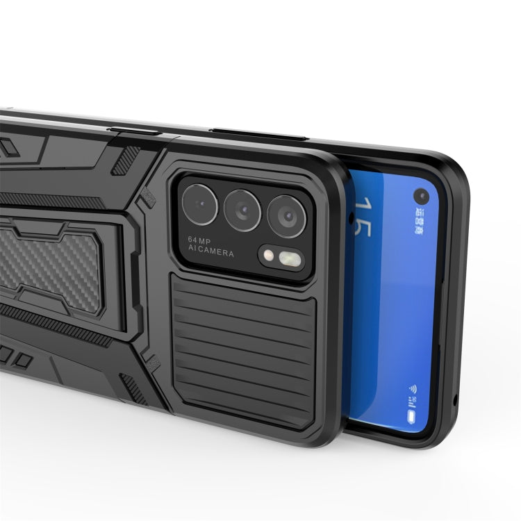 Black rugged phone case close-up: triple camera cutout and textured back panel